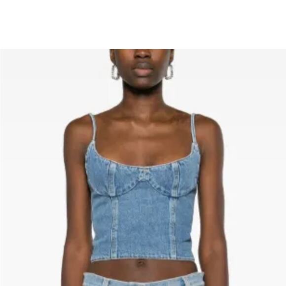 Magda Butry corset denim tank top NWT Sz US 6 - Picture 4 of 5